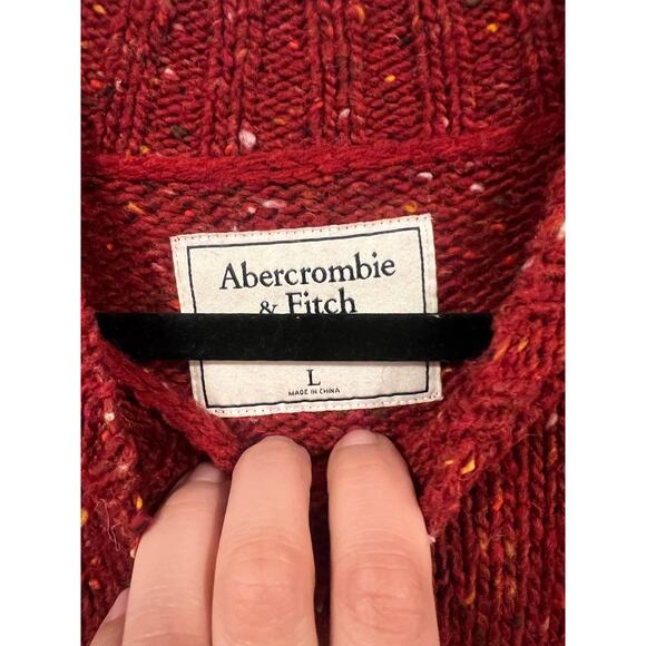 Abercrombie & Fitch Wool Blend Chunky Mock Neck sleeveless sweater vest Reds L - Picture 6 of 7